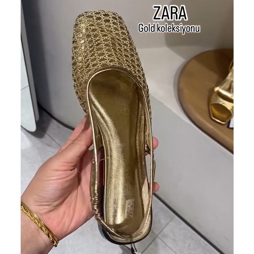 LAST ONE!!! ZARA Metallic Braided Slingback Flats Gold NWT Ballerina US 7.5 - Picture 9 of 16